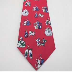 Vintage Avon Fashion Red Valentines Day Love Hearts Animals Neck Tie